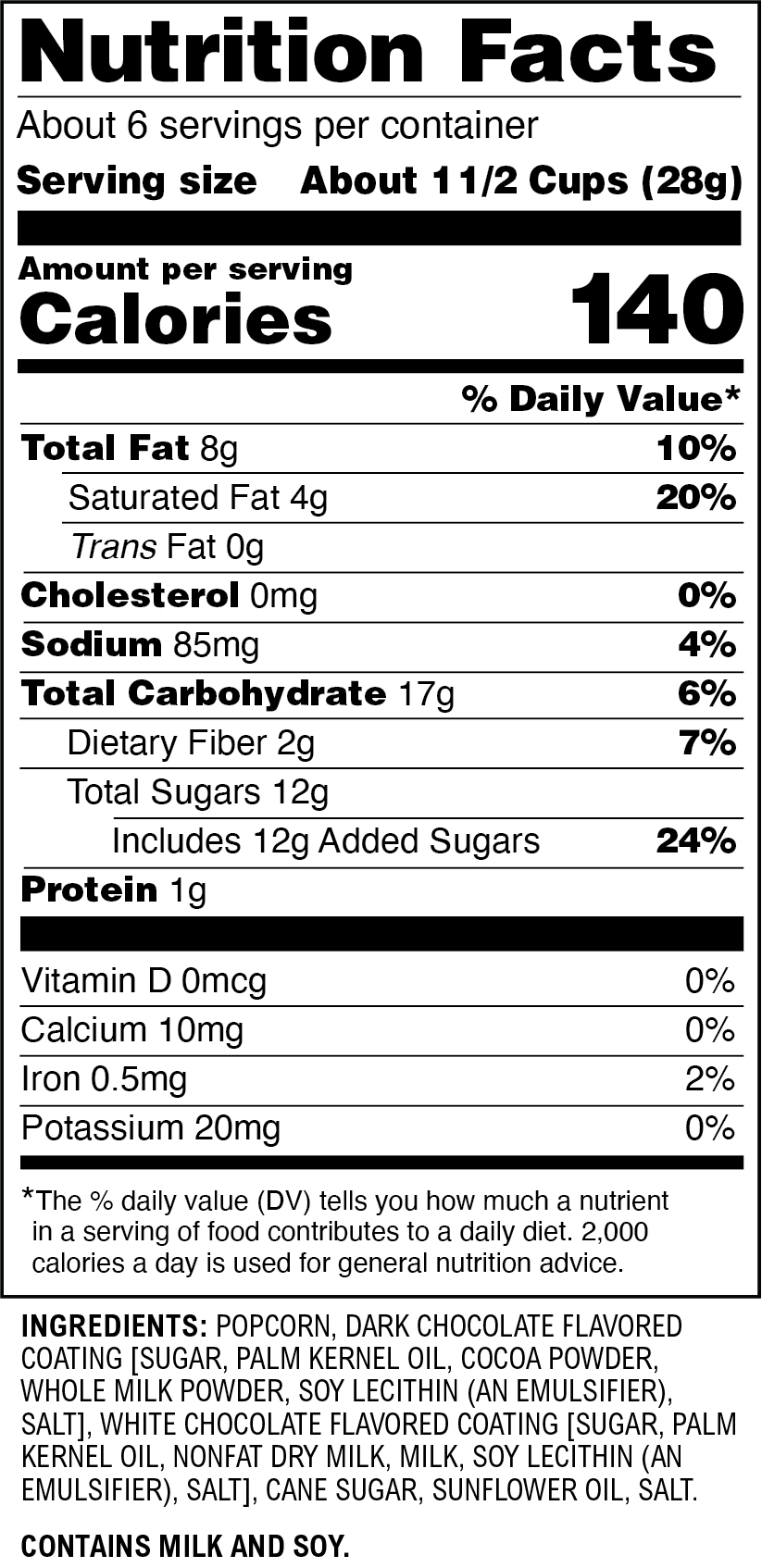 Black & White Fudge Drizzle nutritional information
